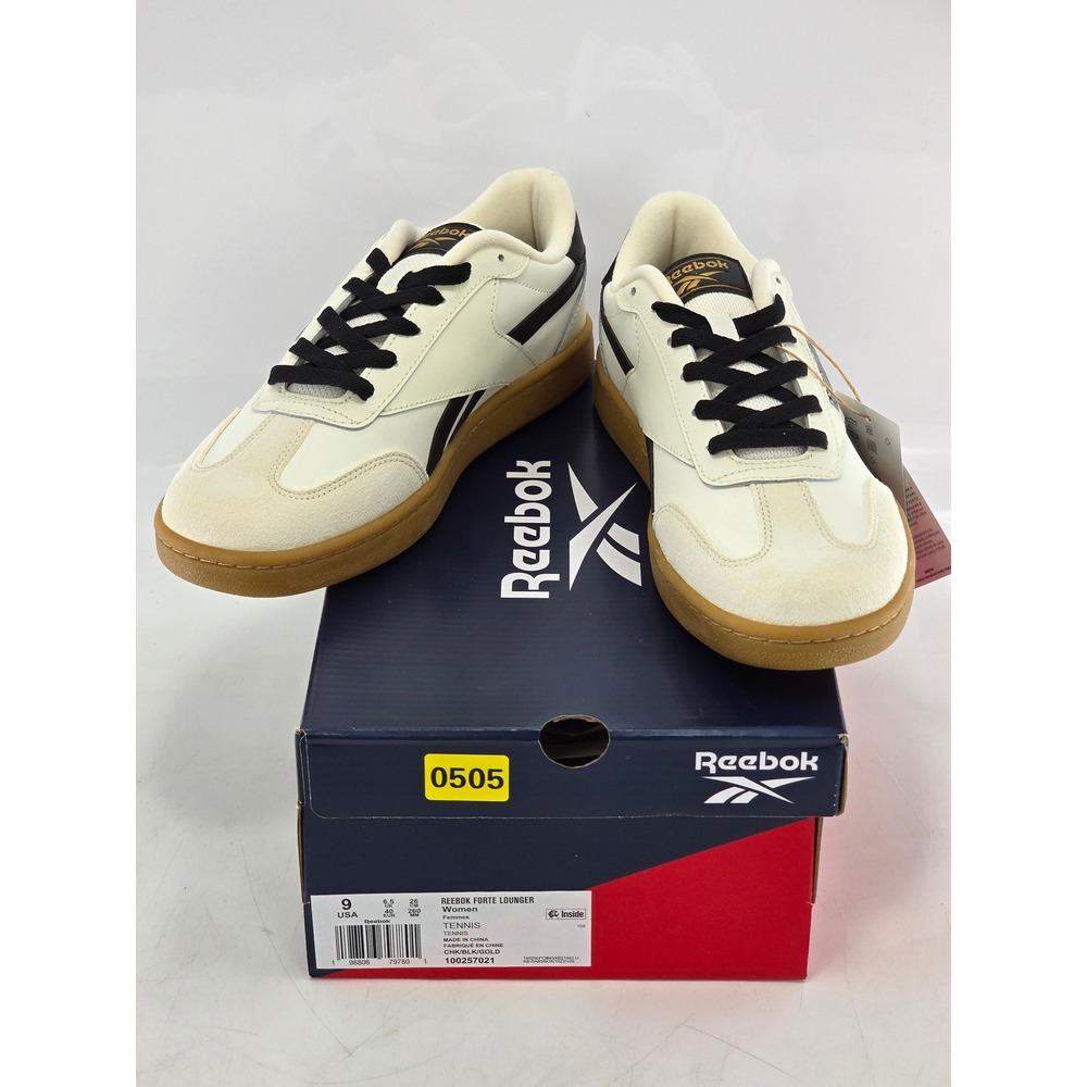 Reebok Forte Lounger Women Size 9 White Black Gold Sneakers - New